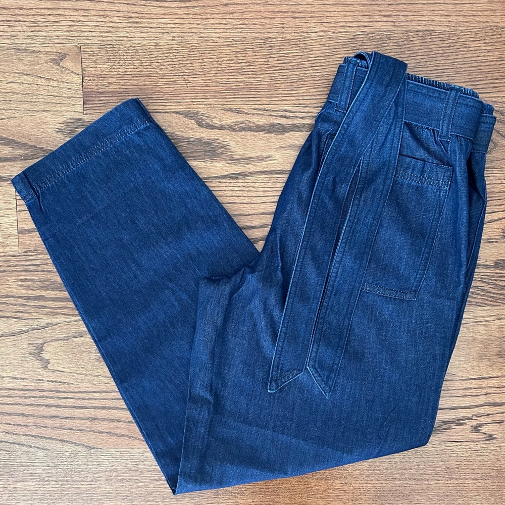 NWT Lilla P Size Small Dark Blue Denim Tie-Waist Women’s Pants - Picture 3 of 14